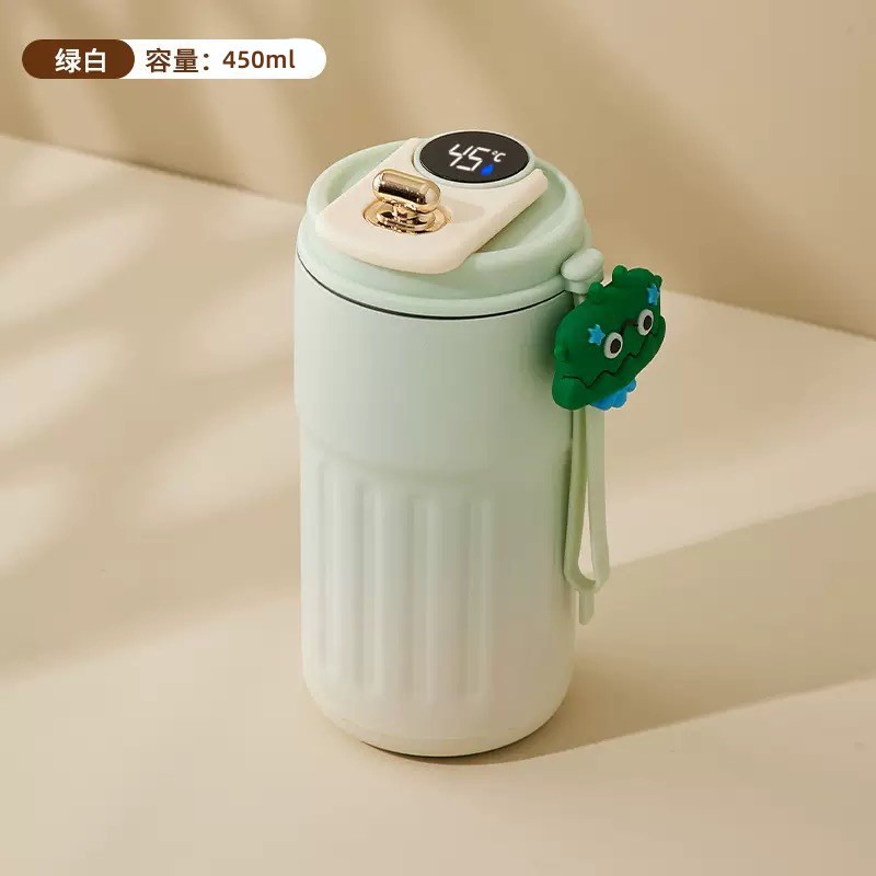 Taza de aislamiento de acero inoxidable 316 sin costura transfronteriza Taza de café de patrón vertical con pantalla de temperatura inteligente Taza de automóvil de oficina Caja de regalo Taza de agua