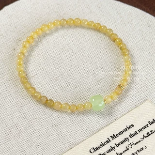 招财黄水晶串珠手链女款轻奢小众精致高级感珠串叠戴手串转运手饰