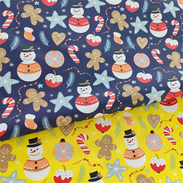 Bajo MOQ tejido impresión activa 100% algodón Twill tela de Navidad