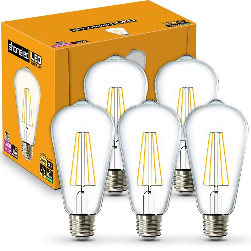 LED ретро энергосберегающая лампа, лампочка, суперяркая чаша для еды сфера капля, E27, с резьбовым цоколем