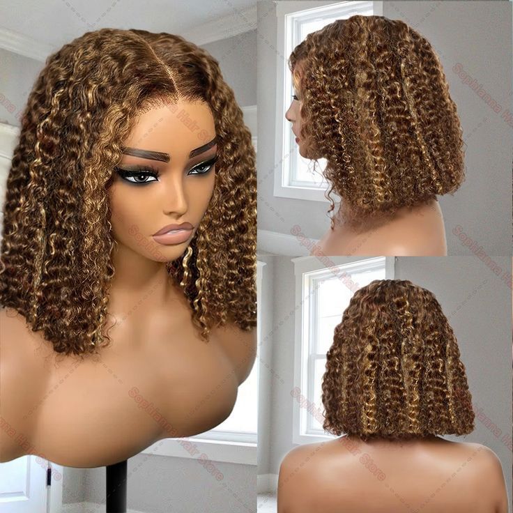 13*4 HD Transparent Front Lace Fashion Wig Headgear Foreign Trade Cross-border European and American Piano Color Small Roll Wig
