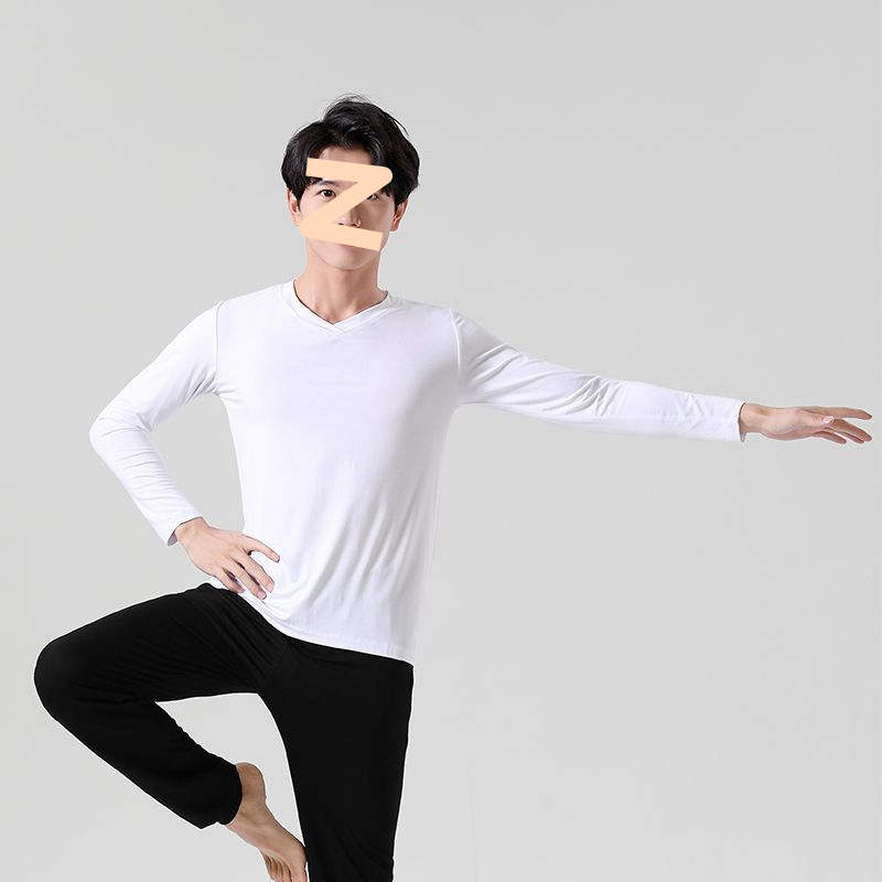 White v-neck long sleeves