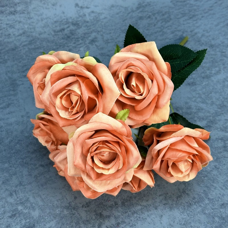 Simulación de 9 grandes ramos de rosas boda decoración del hogar decoración flor de seda transfronteriza hecha a mano adornos de flores falsas al por mayor