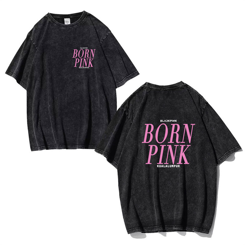 The logo around the Korean wave pink ink blink concert should be washed with short sleeve fans with European and American style T-shirt lisa The logo around the Korean wave pink ink blink concert should be washed with short sleeve fans with European and American style T-shirt lisa