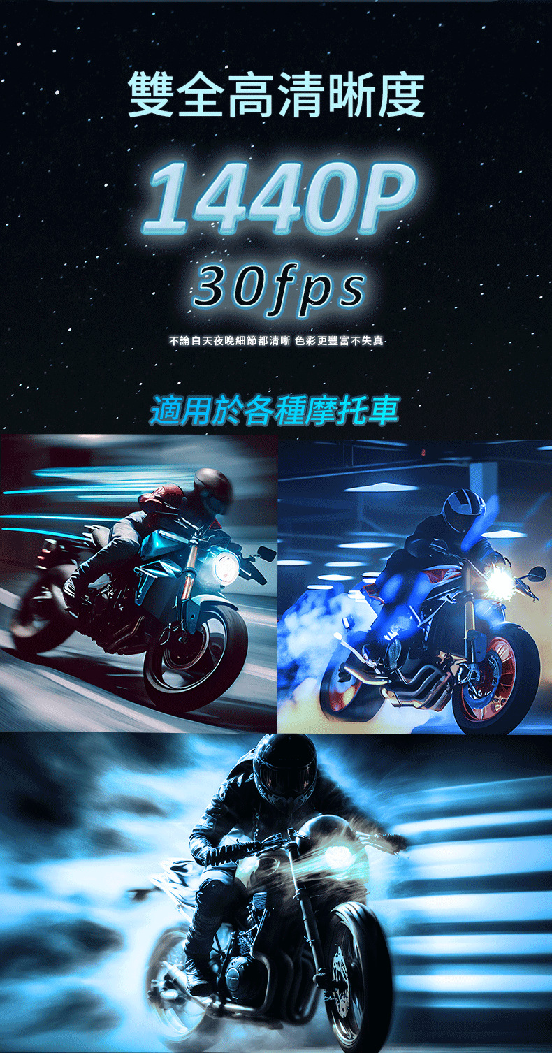 Motorcycle Driving Recorder Hd 4K 2K Waterproof Front and Rear Camera Wifi Gps Motorcycle Recorder