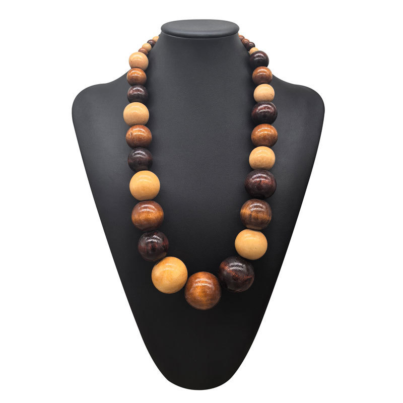 クロスボーダー新品木ボール単層手作りビーズネックレスレディース多色卸necklace wood|undefined