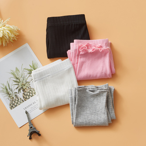 New style leggings children's thin slimming new style lace flower breathable 7/8 pants with lace girls' pants 