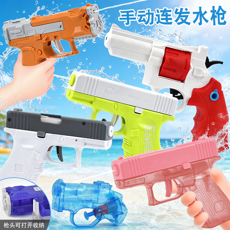 Pistola de agua transfronteriza de recarga automática, tipo revólver, Desert Eagle Glock, pistola de pulverización manual, juguete acuático