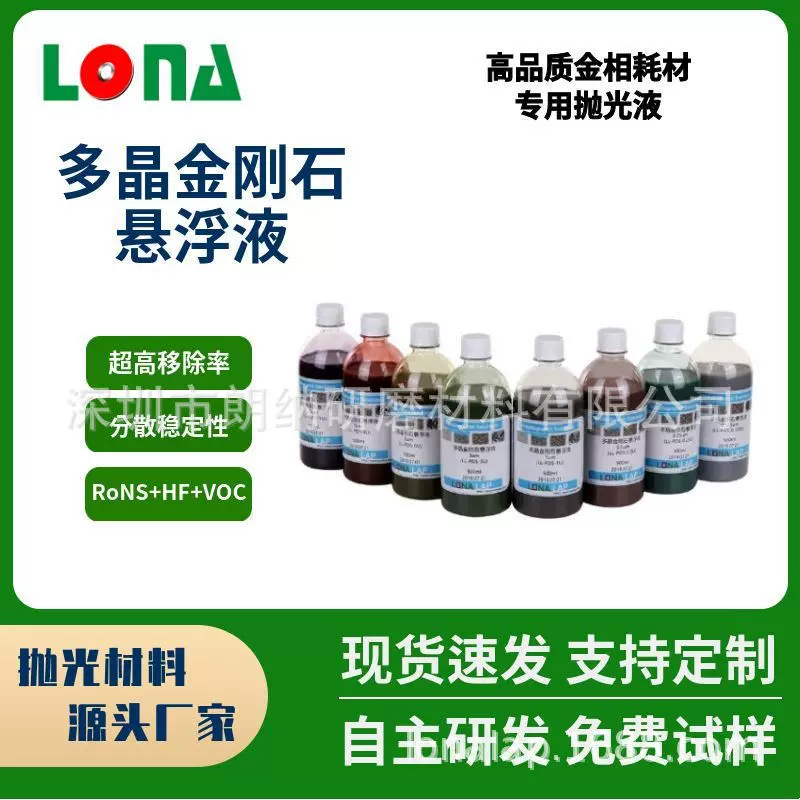 源头工厂LONA朗纳多晶金刚石悬浮液悬浮研磨液金相抛光液高速率