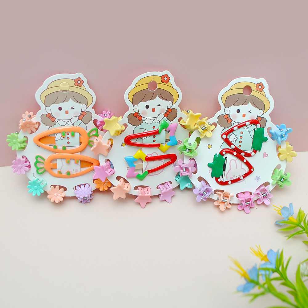 Flores de niños pequeños clip de agarre adorable BB clip conjunto clip de pestaña color caramelo acabador de cabello cortado lateral tarjeta de cabello de niña