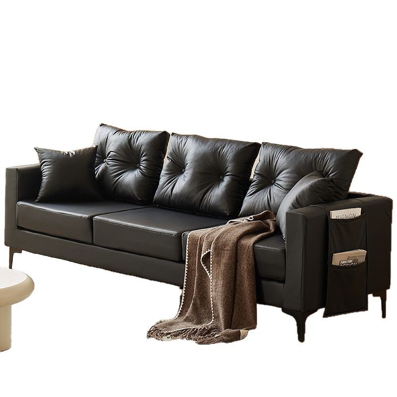 Sofá pequeño apartamento de alquiler casa oficina tienda de ropa doméstica doble triple sofá de cuero negro sala de estar