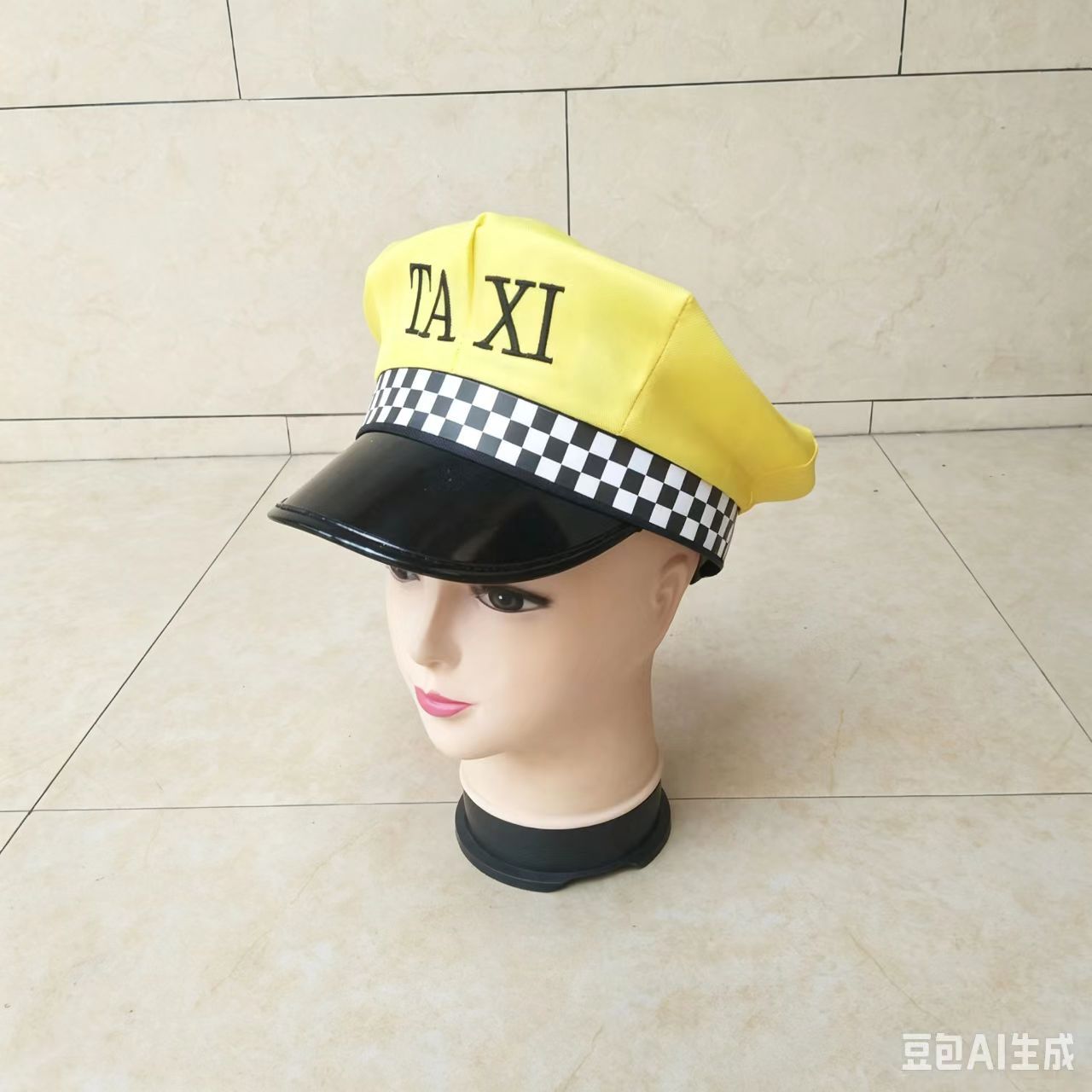 狂欢万圣节TAXI绣字出租车司机大檐帽角色扮演派对情趣黄色警察帽产品实拍图