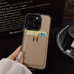 新作トレンドブランド ライチ柄カード収納付きケース H家対応 Apple 17 Pro Max用 iPhone15 男女兼用