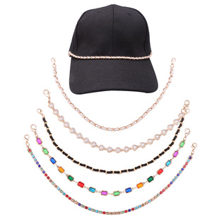 Hat Accessories Amazon Explosions Colored Diamond Pearl pu Rope Metal Chain Fashion All-match Hat Chain Accessories