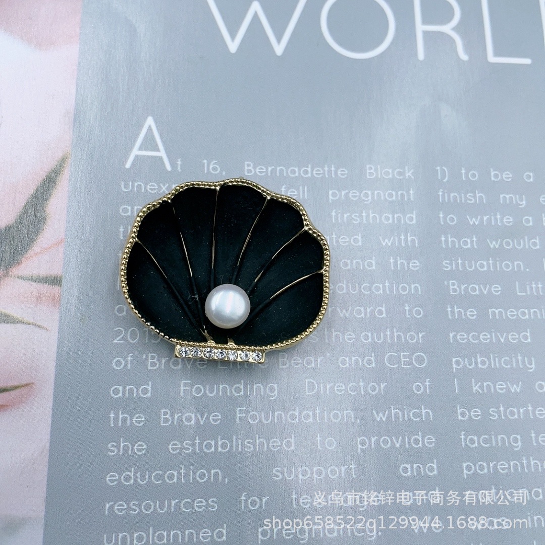Korean creative enamel pearl shell brooch simple elegant ocean scallop brooch in stock wholesale