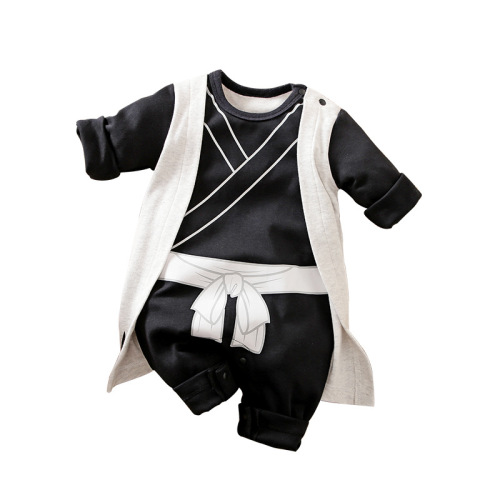 A-type 100% cotton anime-style unisex baby onesie with cartoon baby, suitable for outdoor crawling, drop shipping one piece.