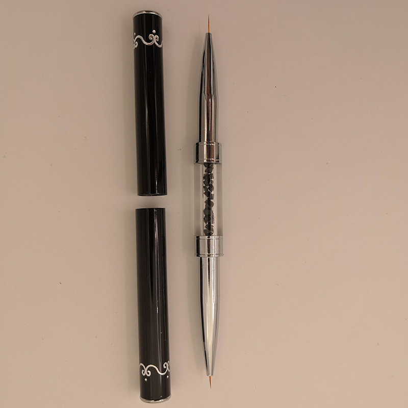 2022 metal negro de doble propósito dibujo línea pintura flor color pintura herramienta especial nail art pen traje en stock al por mayor