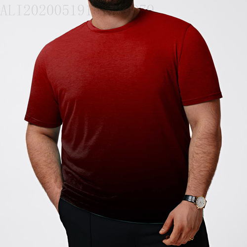 Independence Station Men's Gradient 3D Print Short Sleeves Summer Casual Round Neck Loose Large Size T-Shirt