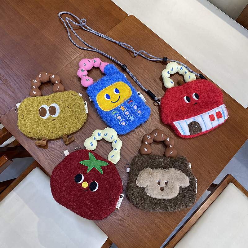 Cute Cartoon Mobile Phone Bag Shopping Crossbody Handbag Women's Exquisite Plush Small Cosmetic Storage Bag Mother-child Bag
