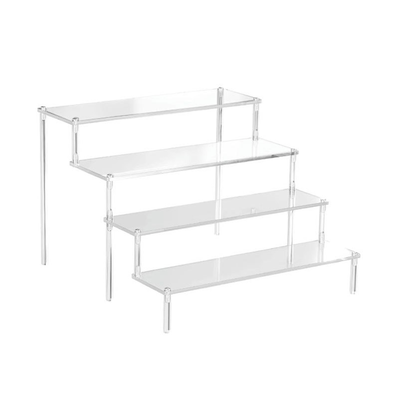 Expositor de acrílico, soporte trapezoidal transparente de varias capas para pequeños adornos, estante de almacenamiento de escritorio para figuras, expositor tipo escalera. image 5