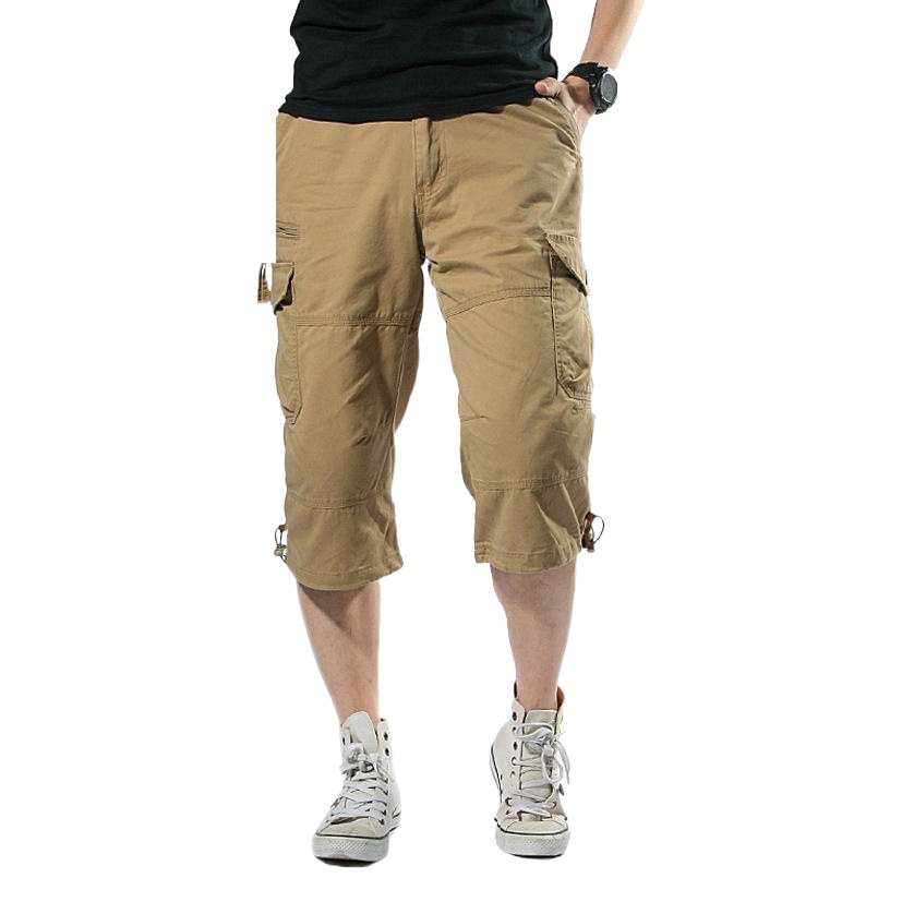 Venta al por mayor overoles delgados sueltos más pantalones cortos multibolsillos de los hombres pantalones medios al aire libre camuflaje casual pantalones cortos hombres