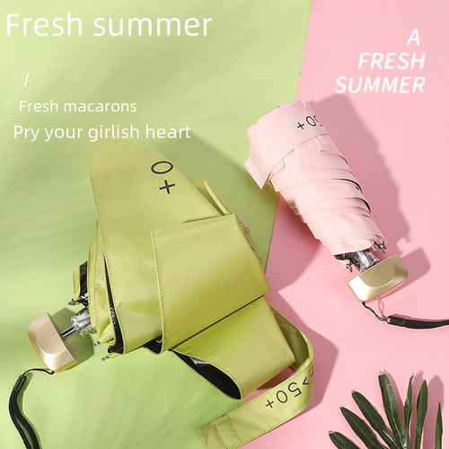 Ultra-light foldable five-rib sun and rain umbrella, portable sunshade and rain umbrella, mini folding sun and rain umbrella gift