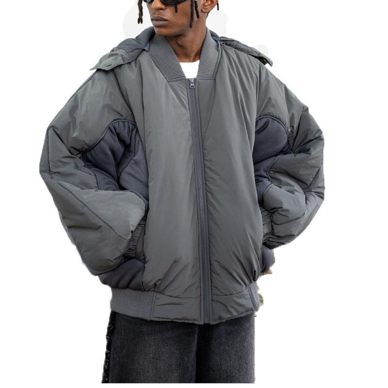 Men's Clothing Ins Hot Winter Patchwork Contrast Color Hooded Functional Style Men And Women Loose Double Layer Zipper Thickened Cotton Jacket Trend_voghion.com