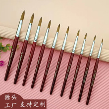 跨境热销美甲水晶笔红木杆圆头雕花笔指甲延长水晶液铺粉笔刷工具