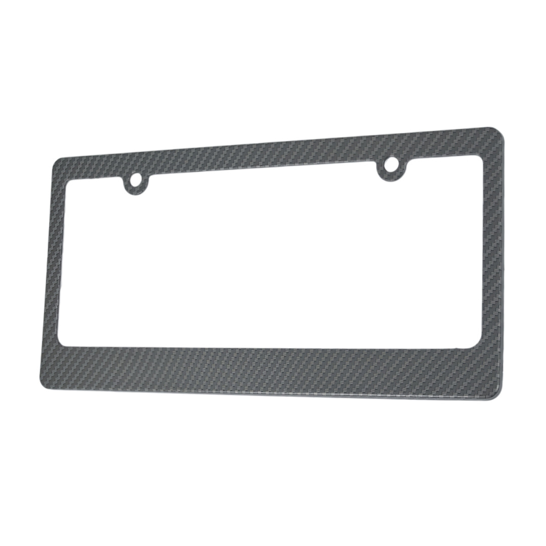 New Foreign Trade Model, American Standard White Plastic Carbon Pattern License Plate Frame with Narrow Top and Wide Bottom