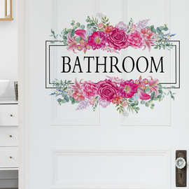 英文标志Bathroom墙贴纸门贴卫生间装饰墙贴自粘墙贴 熙岸-23046