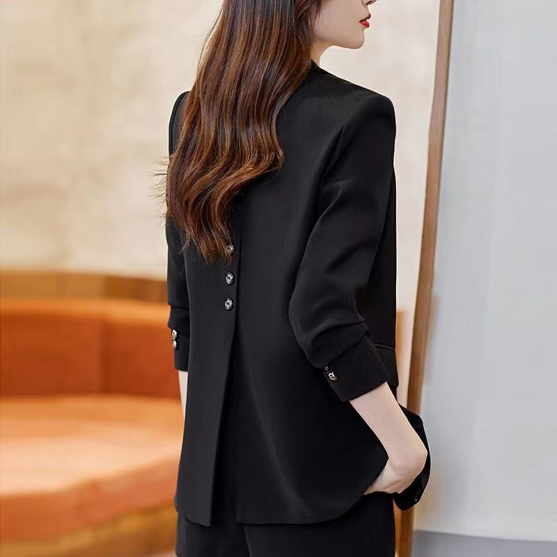 Blazer 2025 New Spring & Fall Korean Style Loose Casual Elegant Petite Slit Suit Top for Women