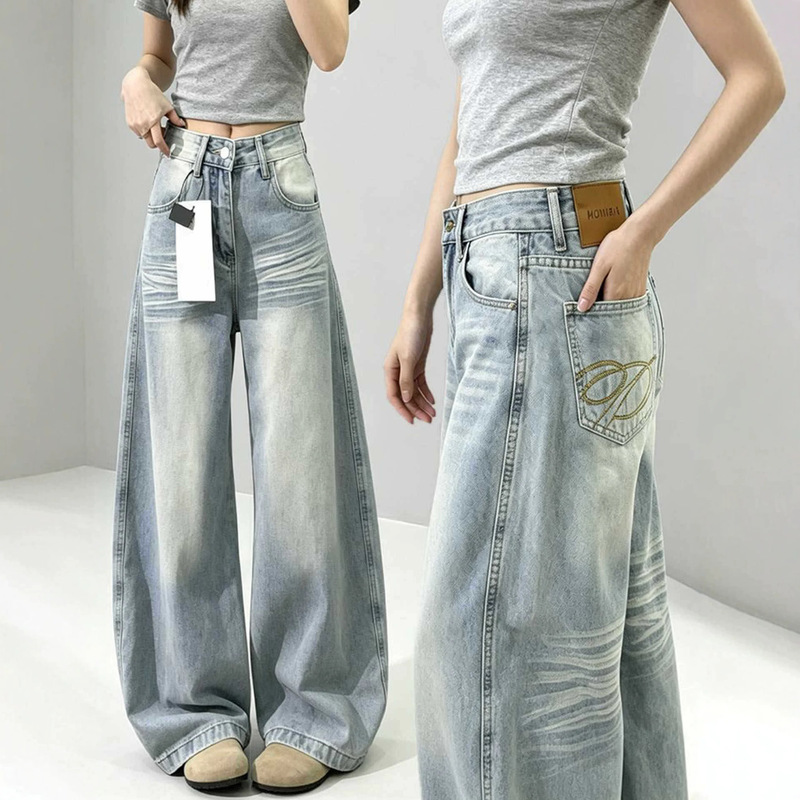 American-style relaxed-fit flared jeans for women, new autumn collection, low-waist wide-leg pants, loose and slimming, versatile straight-leg long pants American-style relaxed-fit flared jeans for women, new autumn collection, low-waist wide-leg pants, loose and slimming, versatile straight-leg long pants