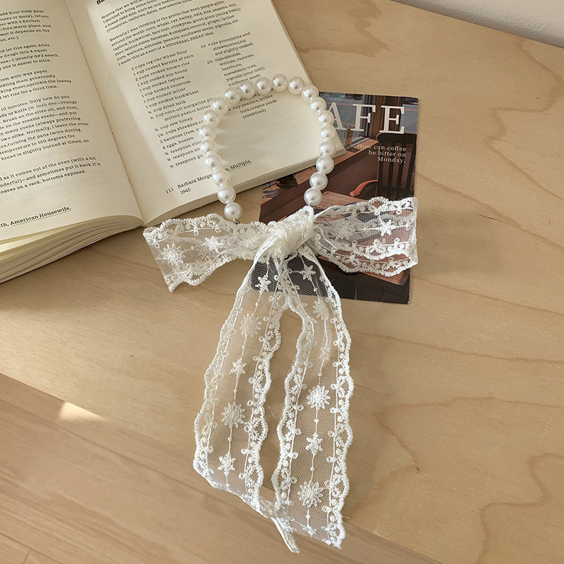 Pañuelo de seda de encaje, tira larga, sensación de alta calidad, nueva bolsa de toalla de seda, envoltura, bufanda decorativa, collar de perlas, cadena de clavícula