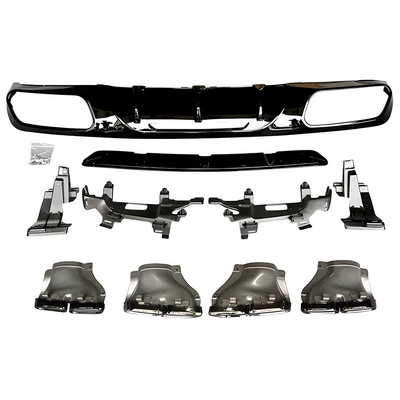 Suitable for Mercedes-Benz (13-17) Cls-Class W218 Four-Door Sports Upgrade Gt63 Tail Lip and Tail Throat Factory Direct Sale (Fixed wind wing) - bright-black-tail-lip-silver-stripsilver-tail-throat