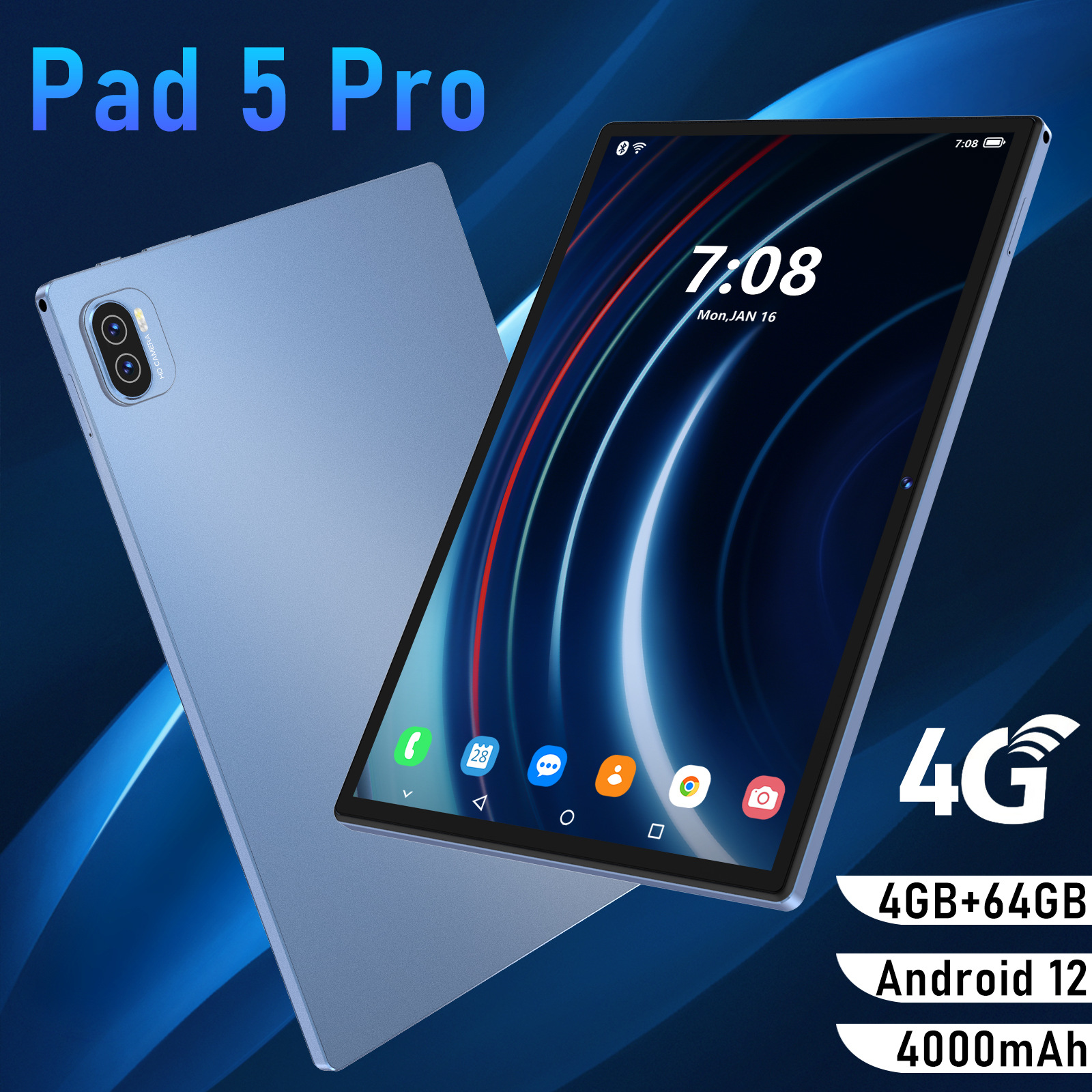 跨境Pad5 Pro平板电脑10.1寸大屏4G通话4+64G安卓系统12厂家批发