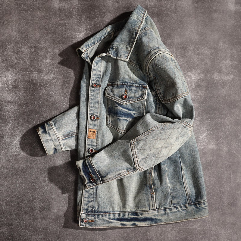 Men's Denim Jacket American Retro Embroidered Motorcycle Style_voghion.com