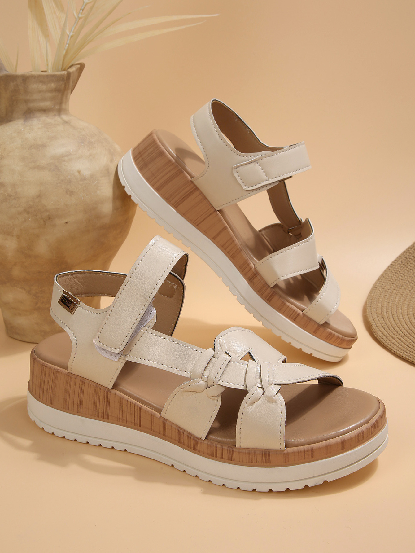Women's Platform Wedge Sandals Comfort Velcro Cross Strap Shoes_voghion.com
