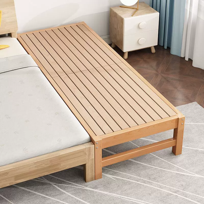 定制榉木儿童床拼接大床无护栏单人女孩加宽婴儿宝宝床边实木小床