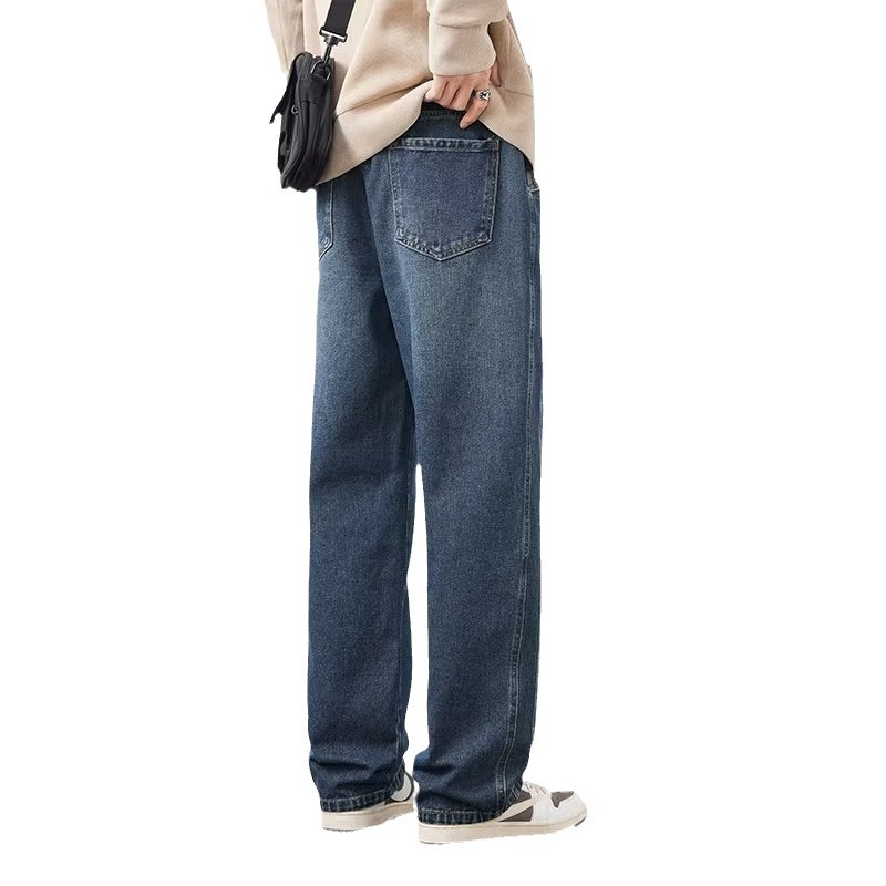 Vintage jeans para hombre 2024 otoño e invierno nuevo estilo recto marea marca de pierna ancha americana calle alta salvaje pantalones casuales