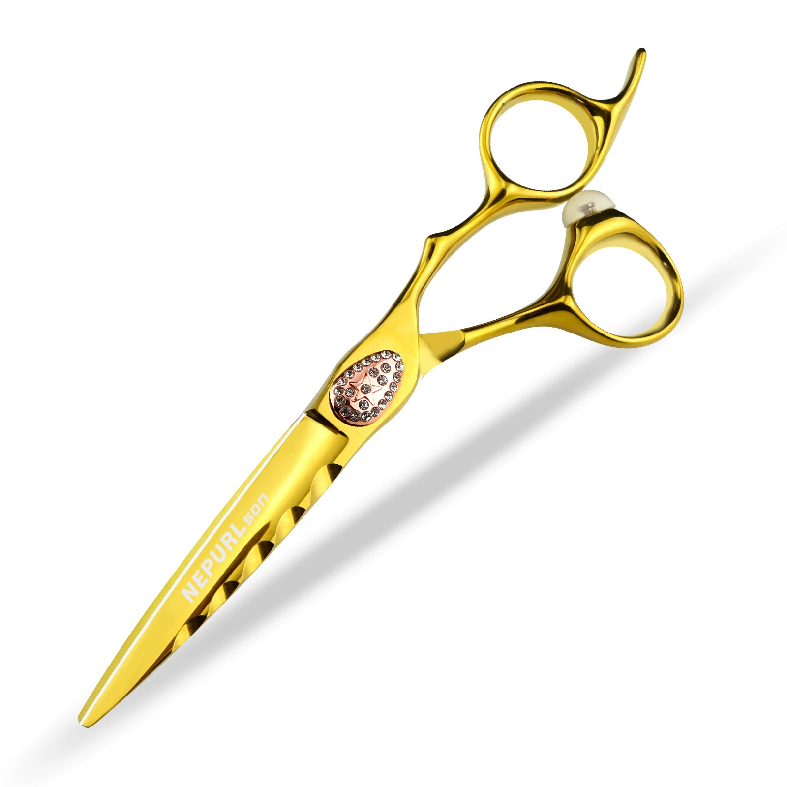 Бритвенные ножницы 6,0 дюйма Napson Golden Crow Heart Flat Cut Hairdressing Straight Cut Teeth Scissors Gold