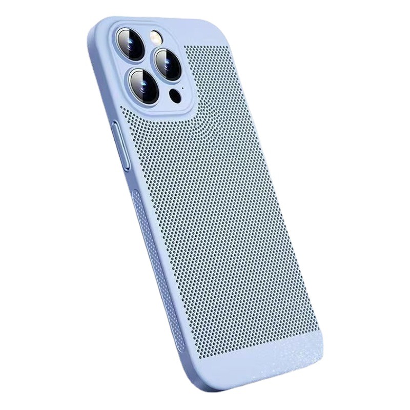Adecuado para el verano iPhone15 enfriamiento transpirable teléfono móvil caso de malla Apple 13promax lente película cubierta PC