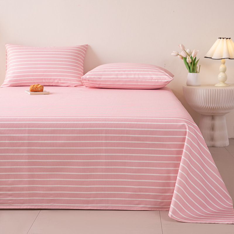 2025 nueva sábana de tela gruesa vieja de algodón puro pieza individual 100 funda de almohada individual de lino de algodón cama individual dormitorio de tres piezas 2