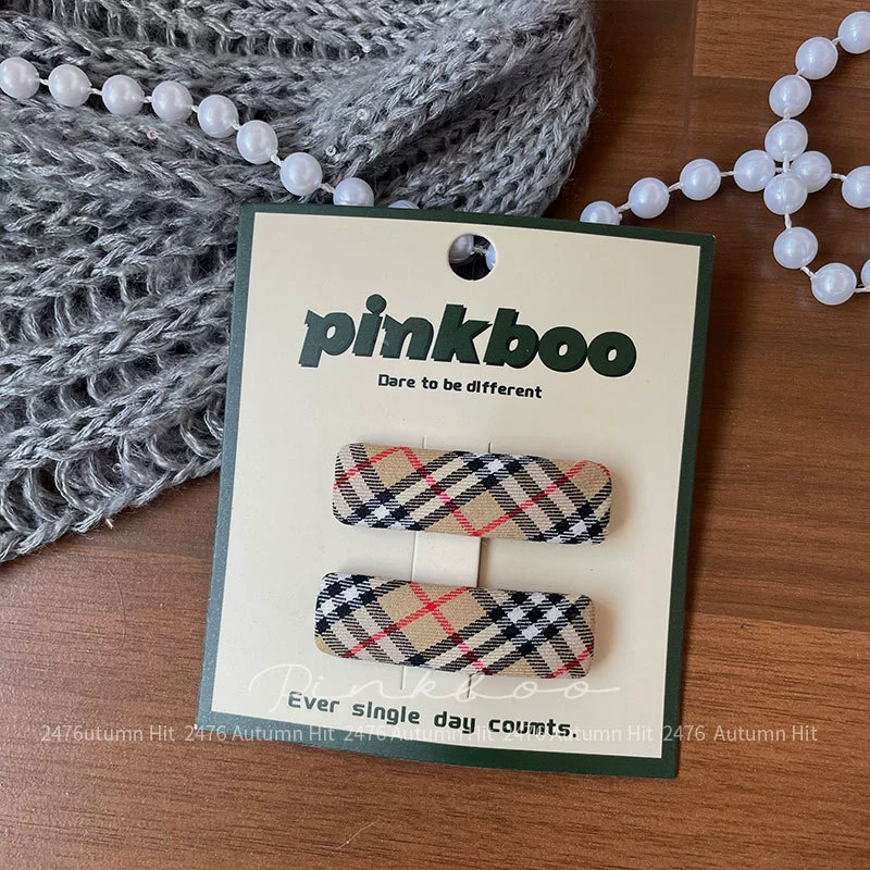Детская заколка (pinkboo) клетчатая корейская hairgrip, аксессуар для чёлки на осень