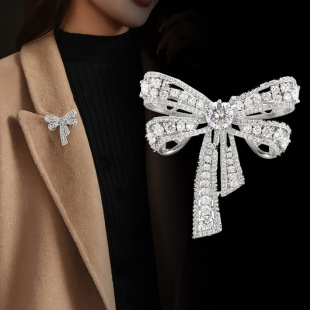 Zircon Brooch, Classy Exquisite Fashionable Bow Corsage, Coat Pin, Classy Simple Classy Accessory Gift