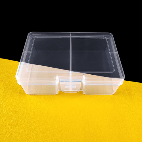 Fishing gear 2-grid desk organizer, card battery sorting box, chip component box, transparent flip-top plastic box