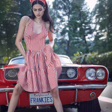 2024亚马逊女装新款欧美原单性感挂脖连衣裙