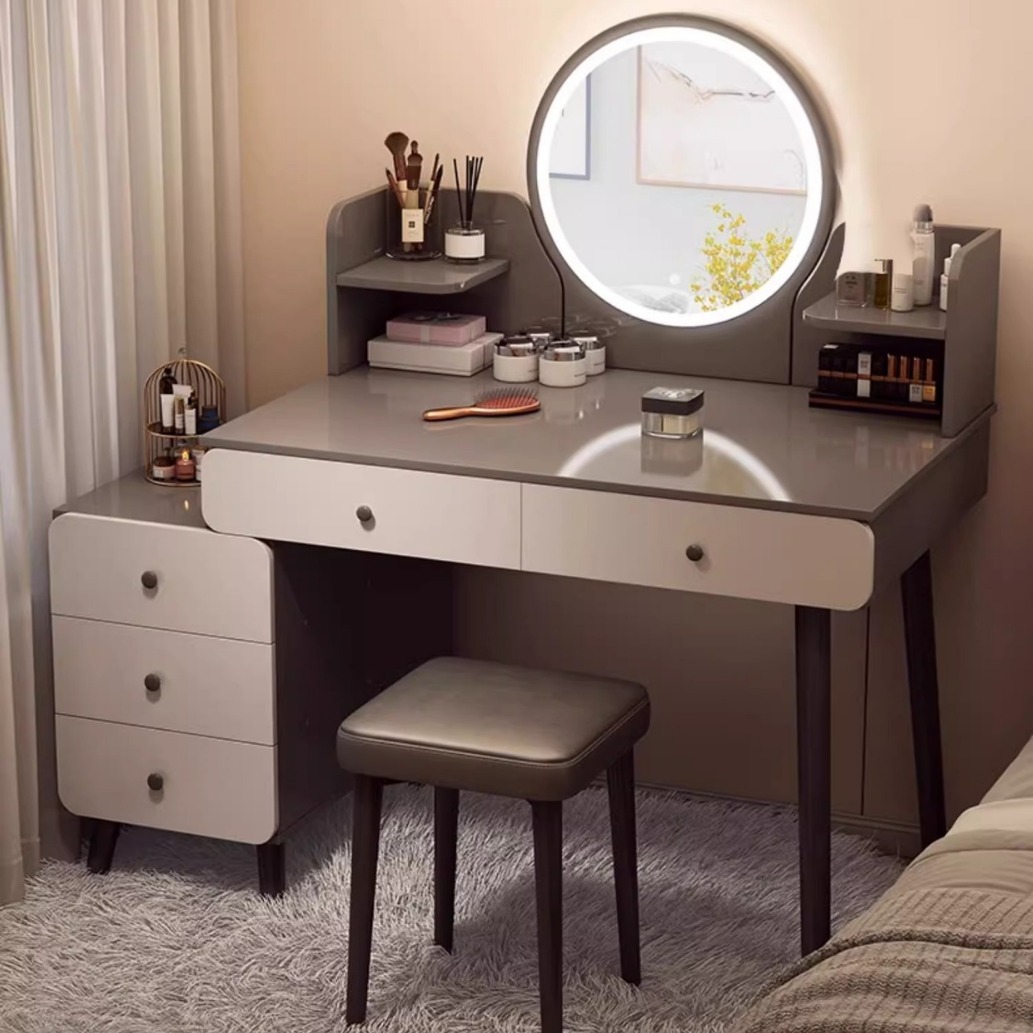 Tocador mesa de noche tocador integrado dormitorio moderno sencillo tocador crema estilo pequeño apartamento maquillaje Mesa