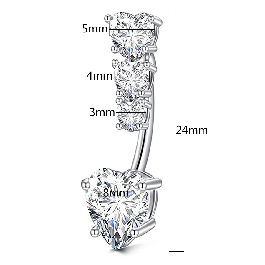 Heart-shaped Zirconia Feather Belly Button Ring For Women_voghion.com