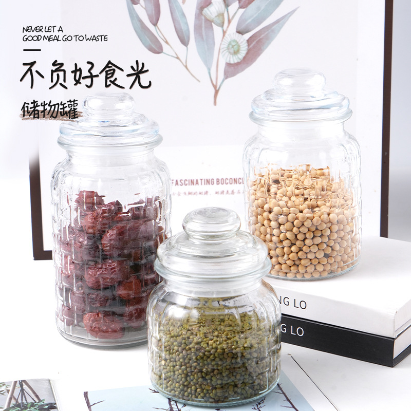 Glass sealing tank with honey bottle foaming wine foam altar family pickles, food, small storage jar