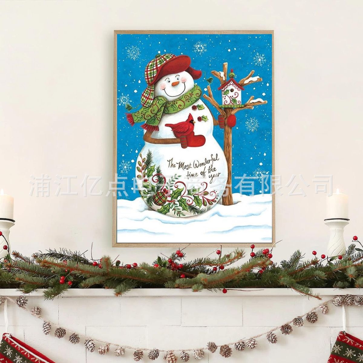 Minería caliente transfronteriza Pintura de diamantes de Navidad Pegatinas de ladrillo 5d con marco Punto de Cruz hecho a mano Sala de estar Decoración de pared Pintura colgante